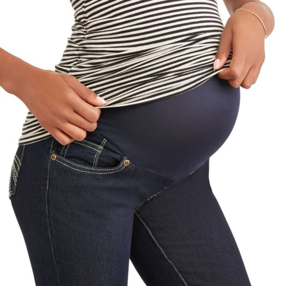 OH! MAMMA Blue Cuffed Capri Jeans with Full Panel 👶 NEW WITH TAG! - Picture 7 of 14